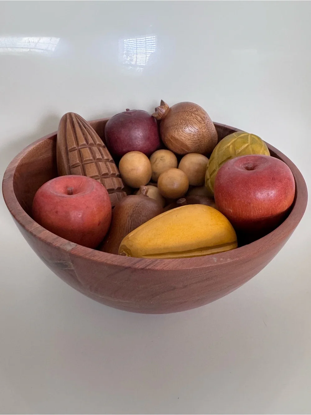 Vintage Wood Fruit Bowl Set Rustic Luxe Artisan Curated Heirloom Kitchen Decor